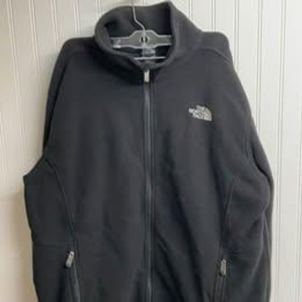 The North Face Mens XL Black Full Zip Fleece Jacket Mock Neck Hiking Outerwear